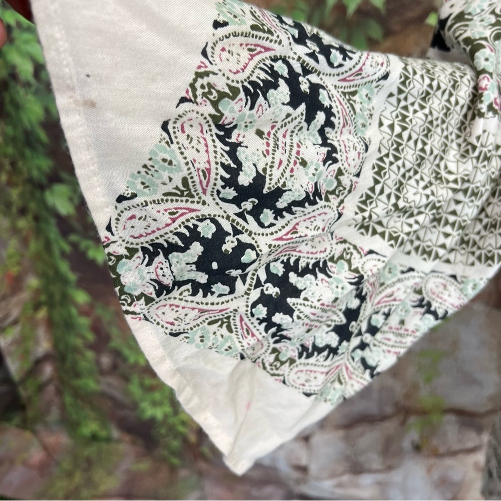 FREE PEOPLE Black, Cream, and Purple Paisley Boho Deep V-Neck Paisley Dress, S - Picture 11 of 12